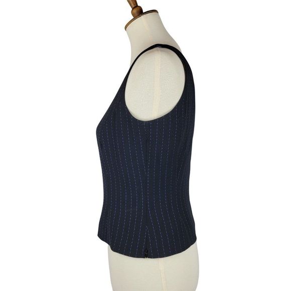 Tahari Black Purple Stripe Single Breasted Two Button Tank Top Blazer Set Size 4 - Picture 13 of 15